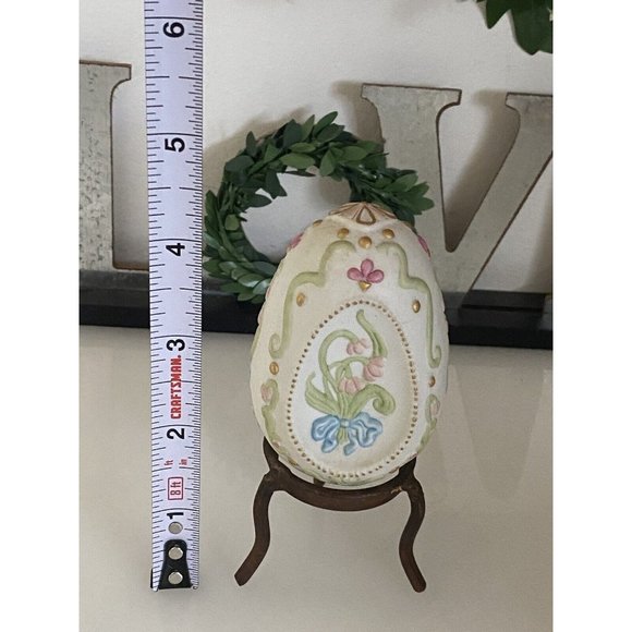 Cybis Floral Egg Franklin Mint Collectors Treasury with Stand 3" Vintage 1981 - Picture 6 of 16